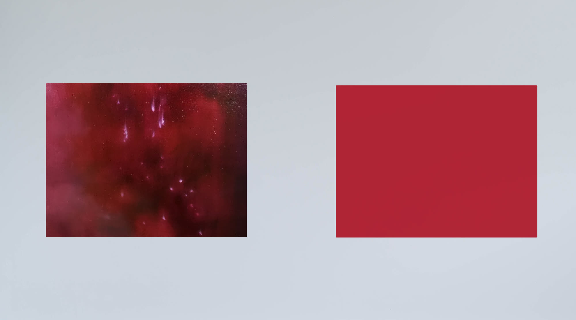 赤煙花 Red Fireworks，張儀君 Luna Cheong，霧視系列 Life Out of Focus Series，鋁板・油畫顏料・有機玻璃 · 20×26 cm · 2018