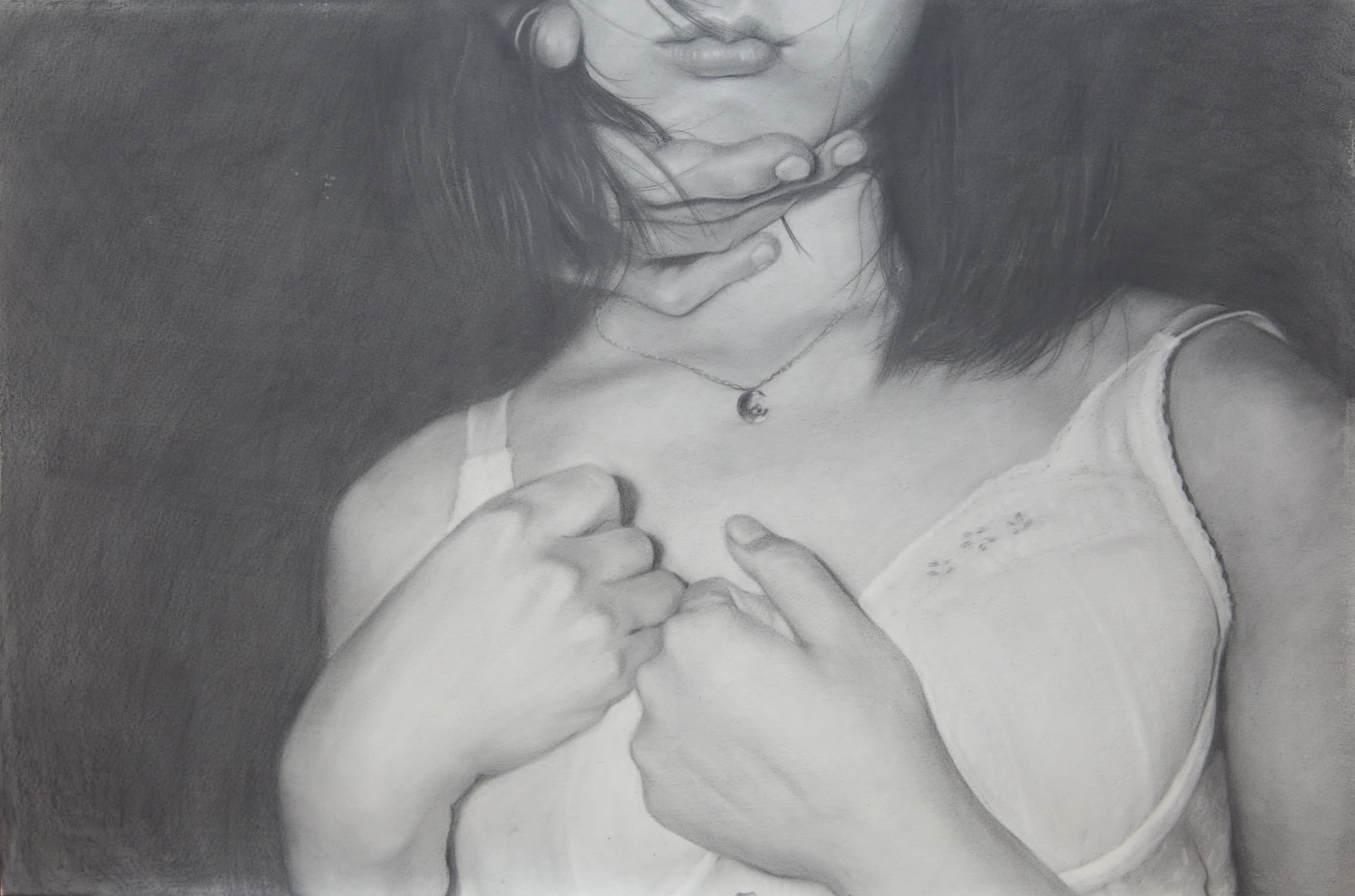 自畫鎖定探試系列 Self-Portrait Lock Series，張儀君 Luna Cheong，照片寫實繪畫 Photorealistic Painting，照相寫實素描 · 2017